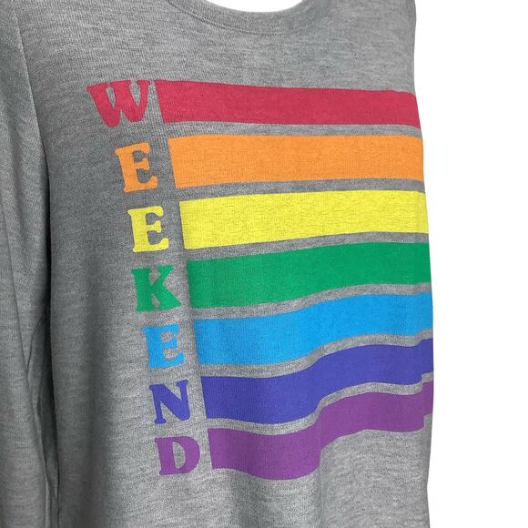 Chaser Gray Weekend Rainbow Long Sleeve Top Medium NWT - Picture 4 of 6